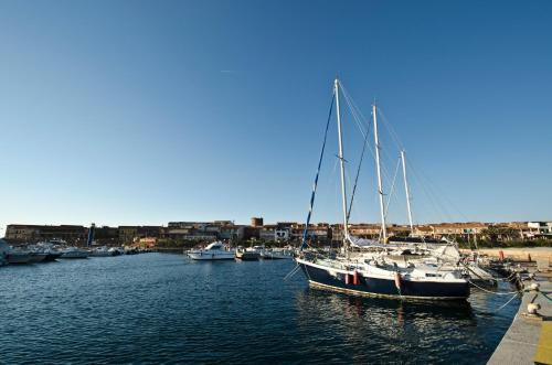a group of boats are docked in a harbor at A.I.R. Isola Rossa Borgo di Mare in Isola Rossa