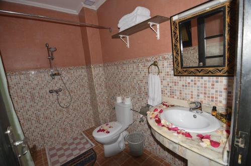 a bathroom with a sink and a toilet and a shower at Essaouira Wind Palace in Essaouira