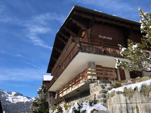 a building on the side of a mountain at Chalet Bergkristall in Wengen