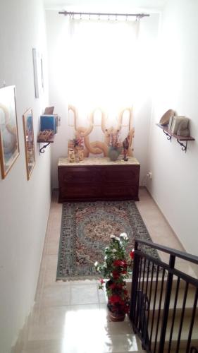 a room with a bed with a plant on the floor at Agriturismo Costa San Bernardo in Vaglio di Basilicata