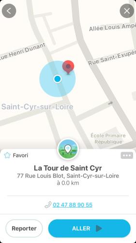 a screenshot of a cell phone with a map at La Tour de Saint Cyr in Saint-Cyr-sur-Loire