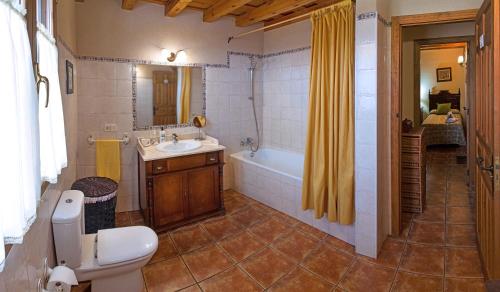 a bathroom with a sink and a tub and a toilet at Majada De Sigueruelo in Sigueruelo