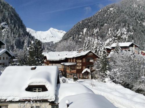 a ski lodge in the mountains covered in snow at Villa Talheim in Mallnitz