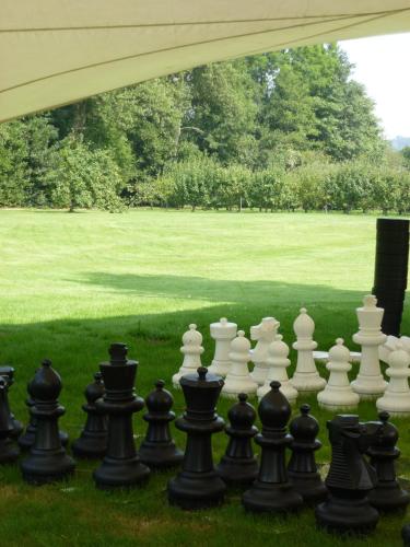 a group of chess pieces on a lawn at Jardin de Carrejo in Cabezón de la Sal