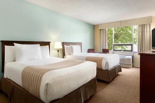 a hotel room with two beds and a window at Travelodge by Wyndham Sydney in Sydney