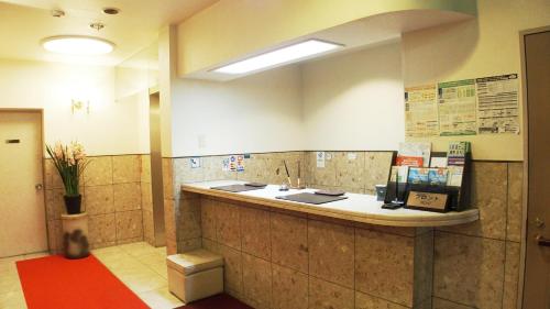 La salle de bains est pourvue d'un lavabo et d'un miroir. dans l'établissement Hotel Park Avenue, à Tokyo