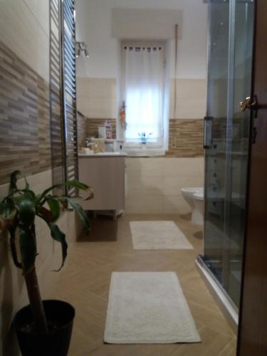 een badkamer met een toilet en een potplant bij Appartamento Casa Ilaria in Arzachena