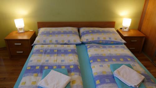 Un pat sau paturi într-o cameră la Apartman Nová Lesna