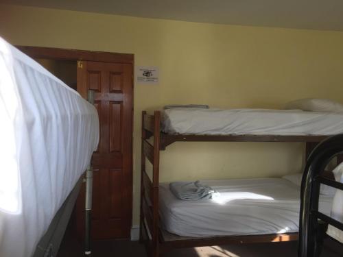 two bunk beds in a room with a door at Washington International Student Center in Washington