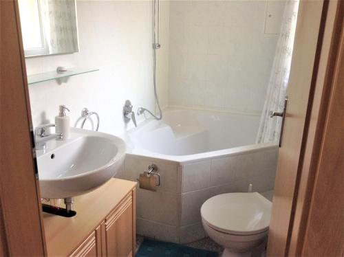 Bilik mandi di Ferienwohnung Geratal