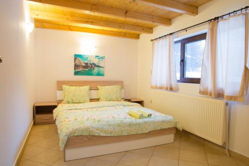 a bedroom with a bed and a window at Guest House Ivan in Cherni Osŭm