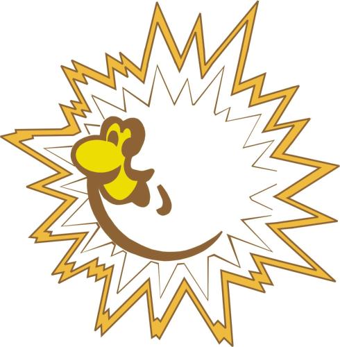 an illustration of a flash explosion with a bird at Haus Sonnenschein in Grainau