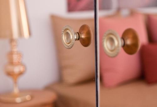a close up of a door with a knob at Riad Zyo in Rabat