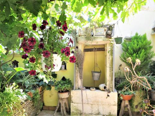 an entrance to a garden with flowers and plants at La Casa Delle Fate in Siracusa