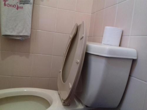 a toilet with the seat up in a bathroom at Promotora Hotelera Tocuila in Texcoco de Mora