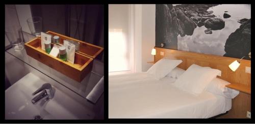 เตียงในห้องที่ Hotel Dabeleira