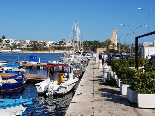 a group of boats docked in a marina at La nassa fitta camere in Brindisi
