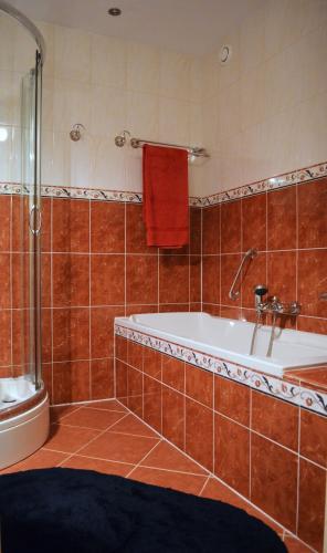 a bathroom with a bath tub and a sink at Weena House in Rotterdam