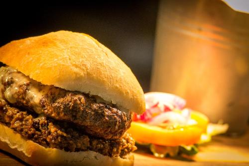 a close up of a sandwich on a table at Balavil Hotel in Newtonmore