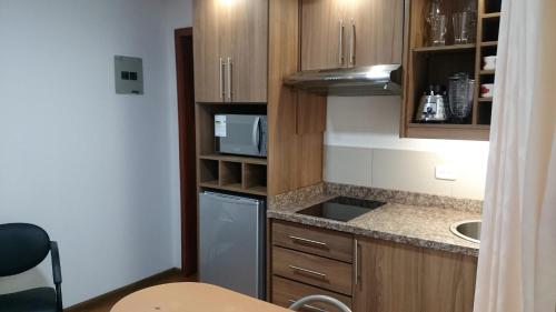 Kuchyň nebo kuchyňský kout v ubytování Hotel + Arte