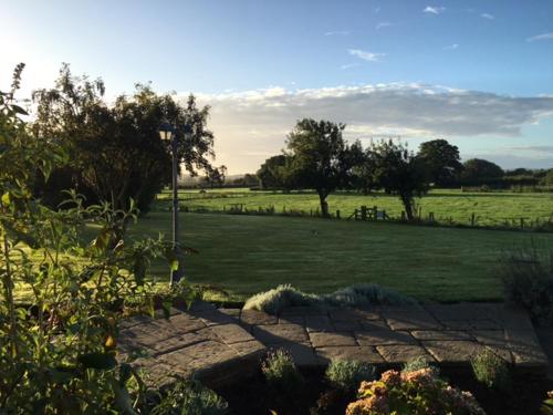 a large field of grass with trees and a street light at The Moorhead Bed & Breakfast in Wem