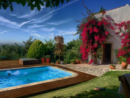 una piscina en el patio de una casa en Casal dos Melros, en Cruzes
