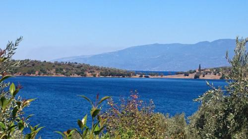 a large body of water with mountains in the background at Saint Andrews Bay in Milina