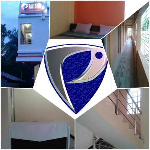 a collage of pictures of a bedroom and a bed at Paul's Inn in Silchar