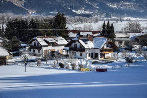 a group of houses in the snow at Ferienwohnung Waschnig in Greifenburg