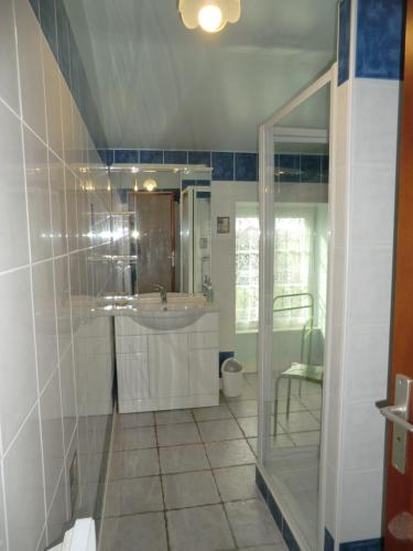 un bagno con lavandino e specchio di Le Refuge a Champagné-Saint-Hilaire