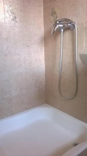 a shower in a bathroom with a white bath tub at Room Rade in Stari Grad