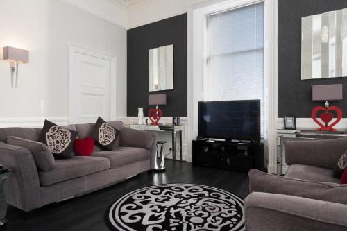 Χώρος καθιστικού στο Marks At The Manor Luxury Riverside Apartments - Sleeps up to 4, with Parking and Sky TV