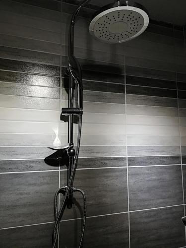 a shower in a bathroom with a shower head at Apartment New Days in Sarajevo