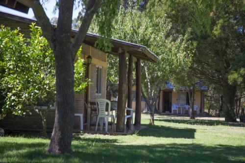 a house with chairs and a porch with trees at La Posada del Mar in Miramar
