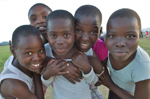 a group of young children posing for a picture at Three Tree Hill Lodge in Bergville