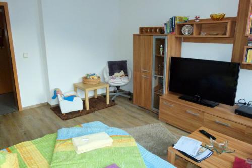 a living room with a flat screen tv at Ferienwohnung KaRo in Ellefeld
