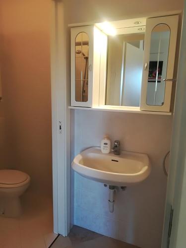 a bathroom with a sink and a toilet at Casa Tafi in Castelfiorentino