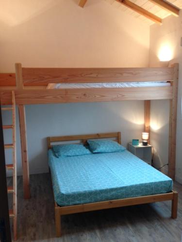 ル・ヴィガンにあるDomaine de la Marandineのベッドルーム1室(二段ベッド2台、はしご付)