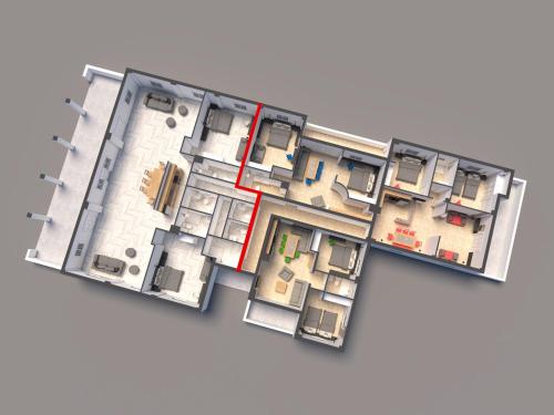 a rendering of a floor plan at Eos Villa in Imerovigli