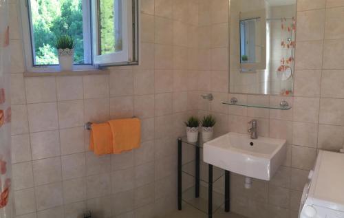 a bathroom with a sink and a mirror at Villa Viden Apartments in Tučepi