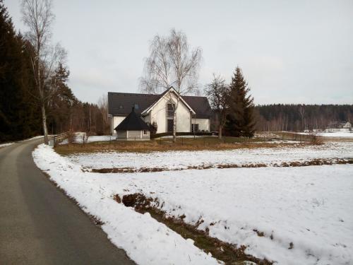 a house on the side of a snow covered road at Villa Loch Nr.5 in Litschau