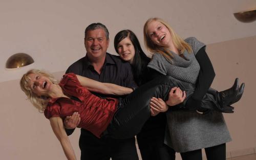 a group of people posing for a picture at Pension Sachsalber in Laces