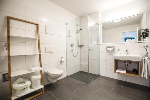 Ένα μπάνιο στο Ferienwohnung Säntis