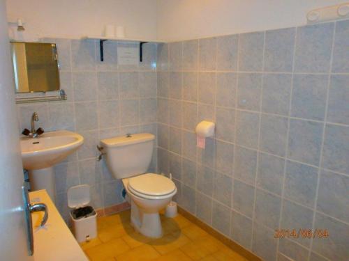 une salle de bain avec toilettes et lavabo dans l'établissement Les gites de lozari, à Belgodère