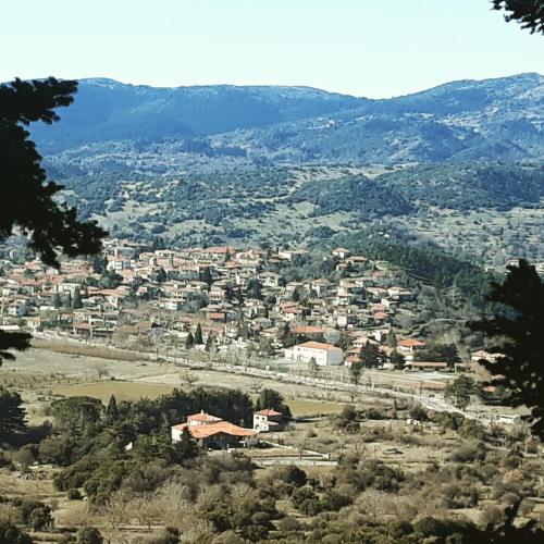 a view of a city from a mountain at Archontiko Nikolopoulou in Vytina