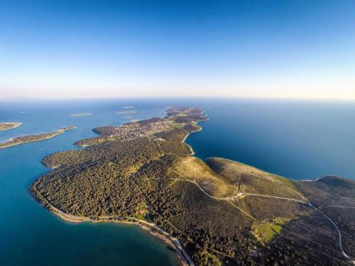 an aerial view of an island in the ocean at Apartment Lavander 01 in Pula