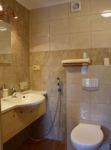 a bathroom with a toilet and a sink at Apartamenty Pod Jesionem in Smołdzino