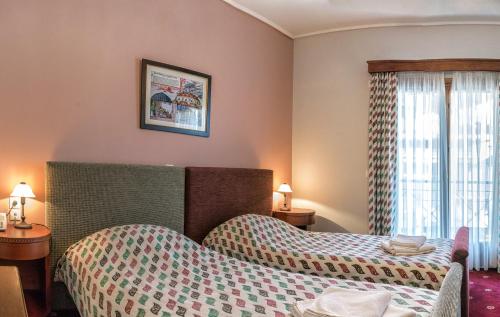 a hotel room with a bed and a window at City Hotel Apollonion in Karpenision