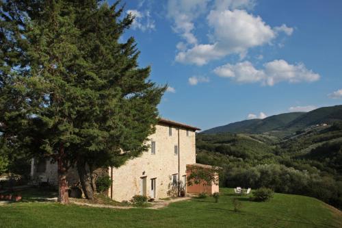 a building on a hill with a tree at Tenuta San Felice in Giano dellʼUmbria