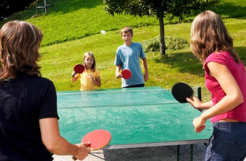 a group of people playing a game of ping pong at Vordergugg in Mittersill